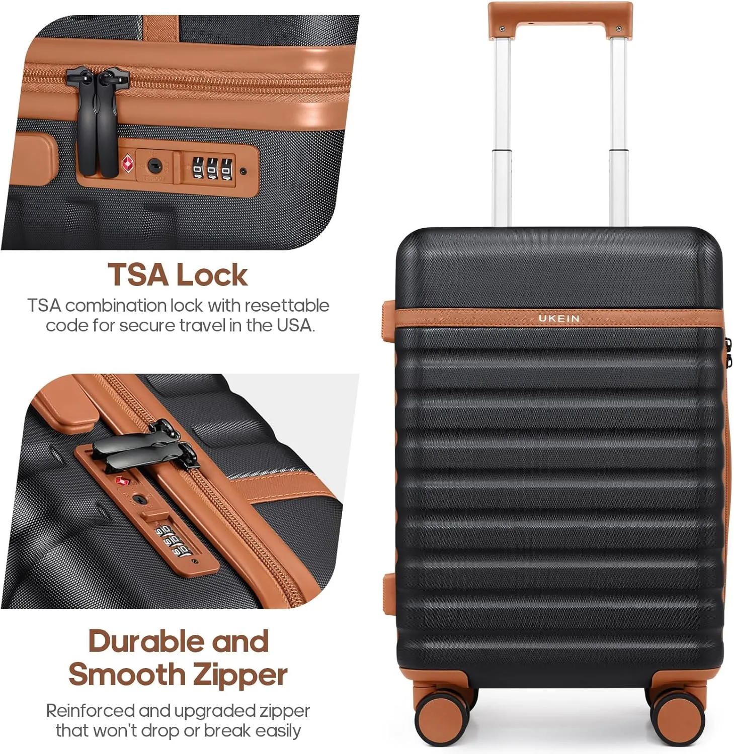 Luggage Sets 5 Piece,Polycarbonate Hardside Carry On Suitcase Set with Spinner Wheel TSA Lock, Suitcase set with Travel Bag for Women Men