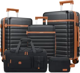 Luggage Sets 5 Piece,Polycarbonate Hardside Carry On Suitcase Set with Spinner Wheel TSA Lock, Suitcase set with Travel Bag for Women Men