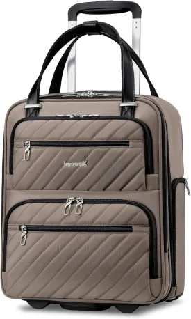 LUGGEX Underseat Carry On Luggage with Wheels, Stylish Lightweight Under Seat Luggage, Soft Sided Personal Item Suitcase for Short Trip (Cafe Latte, 16 Inch)