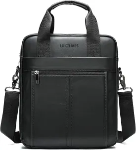 LUKZIJAES Genuine Leather Shoulder Messenger Bag for Men Adjustable Shoulders Sling Crossbody Bags