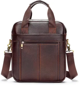 LUKZIJAES Genuine Leather Shoulder Messenger Bag for Men Adjustable Shoulders Sling Crossbody Bags