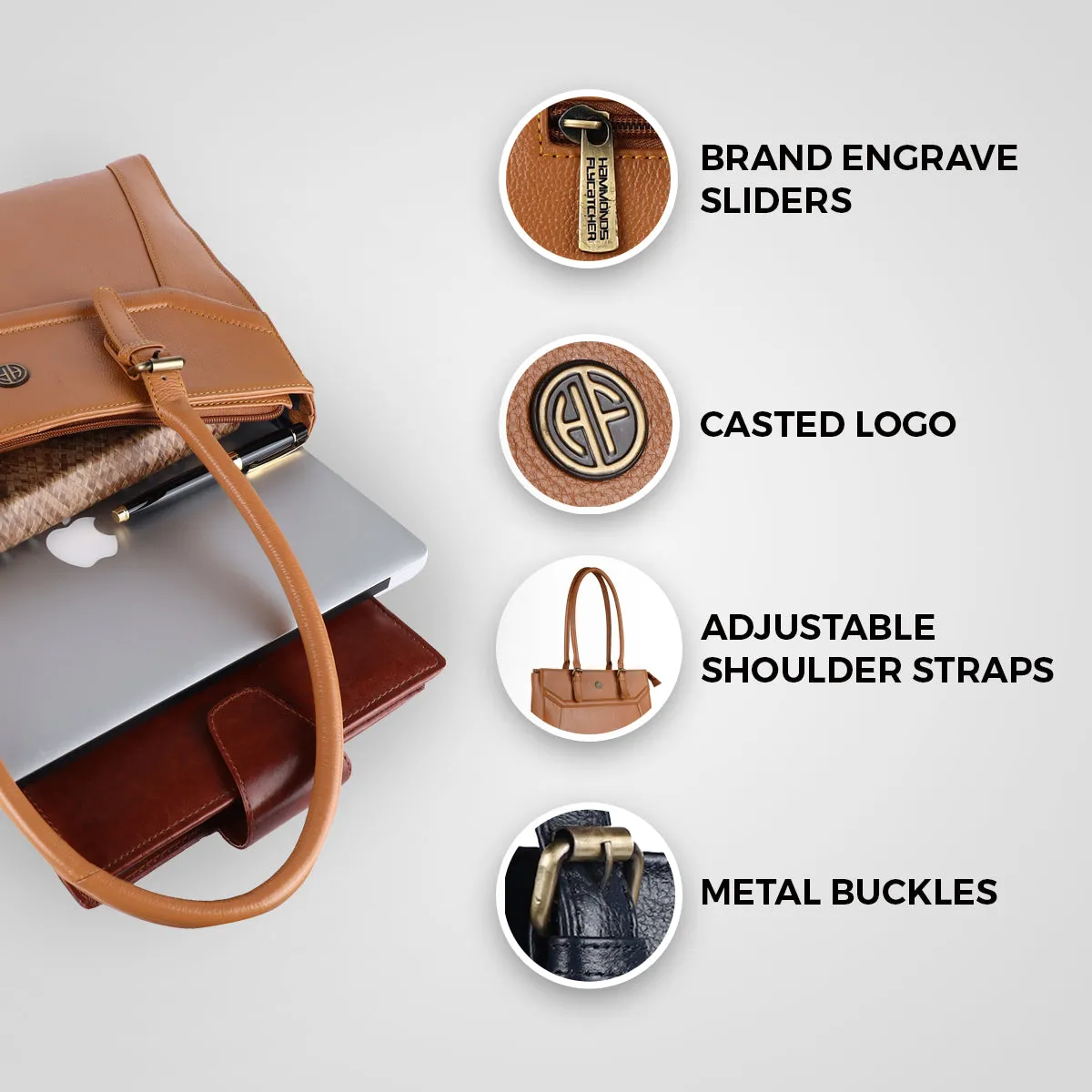 Luxury Leather Laptop Bag For Girls And Women - Fits 14 Inch Laptop/MacBook - 1 Year Warranty