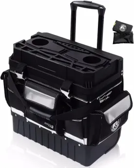 MARUTAI 18'' Rolling Tool Bag with Wheels, Tool Bags Organizer, with Telescopic Handle and Waterproof Cover, 330lbs Load Rated, Storage Manager Toolbox for Camping, Construction Sites