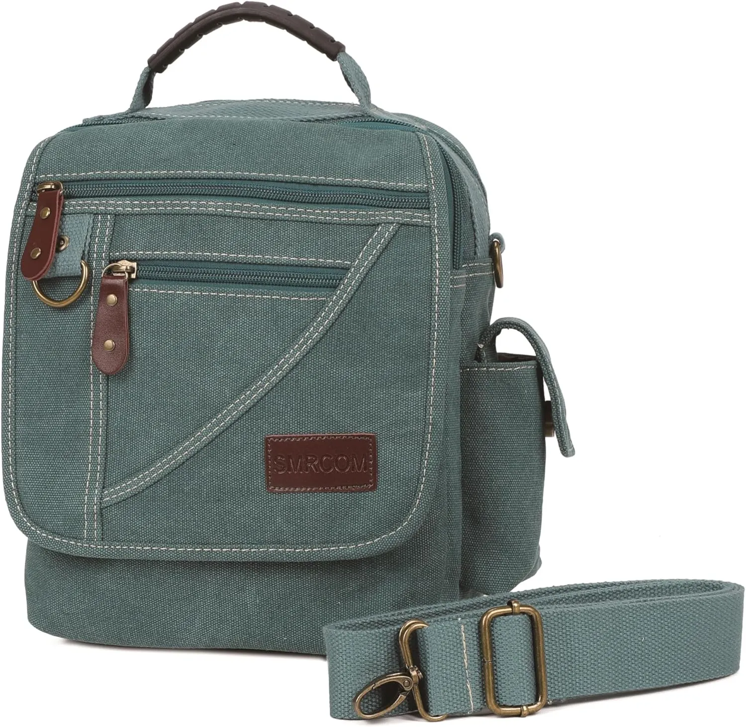 Men Purse Shoulder Small Crossbody Canvas Messenger Tote Side Travel Bag Detachable Strap