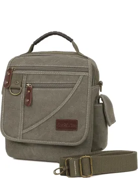 Men Purse Shoulder Small Crossbody Canvas Messenger Tote Side Travel Bag Detachable Strap