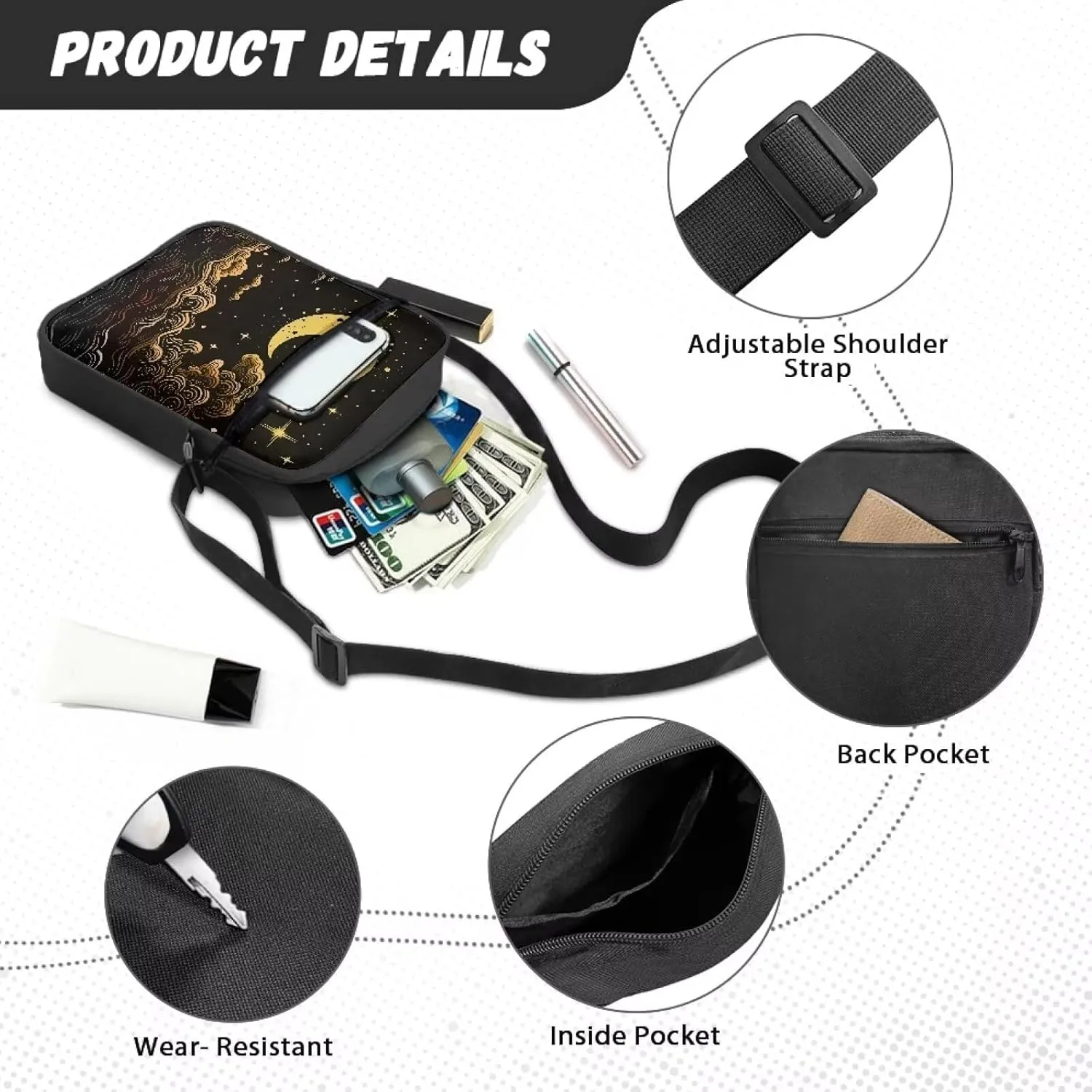 Messenger Bag for Women Crossbody Cell Phone Purse Small Shoulder Pouch for Outdoor