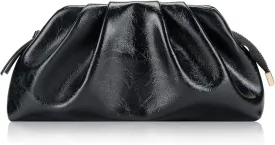 Milisente Vintage Cloud Evening Bag Shiny Crackle Pleated Zipper Clutch Purses for Women With Convertible Crossbody Strap