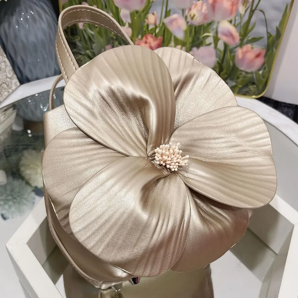 Mini Flower Evening Purse Floral Clutch Purses for Women PU Leather Evening Handbag with Chain Wedding Party Prom