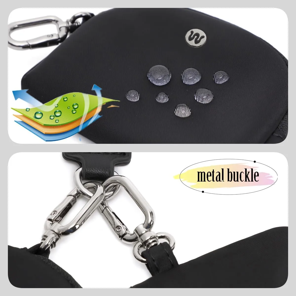 Mini Zip Around Wristlet Wallet for Women Detachable Dual Pouch Wristlet Portable Coin Pocket Keychain Small Purse (Black Black)