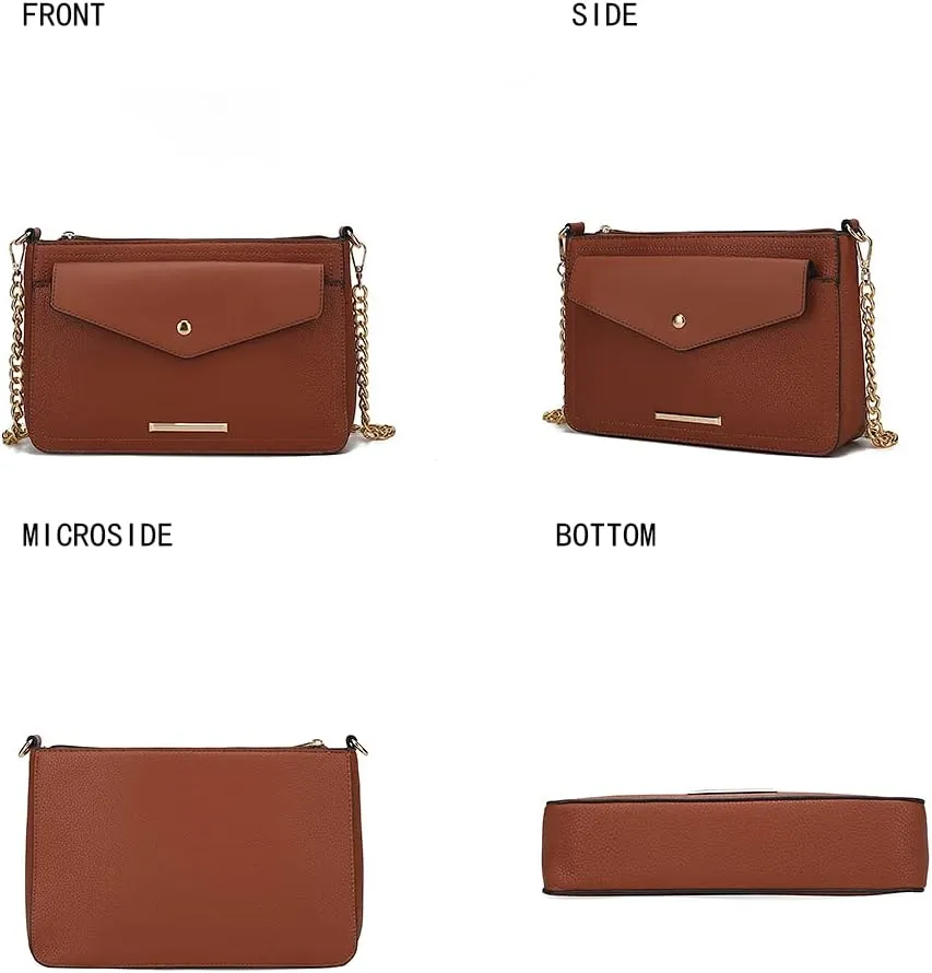 MKF Collection Crossbody Bag for Women, Envelope Clutch Pouch Vegan Leather Crossover Handbag Purse By Mia K