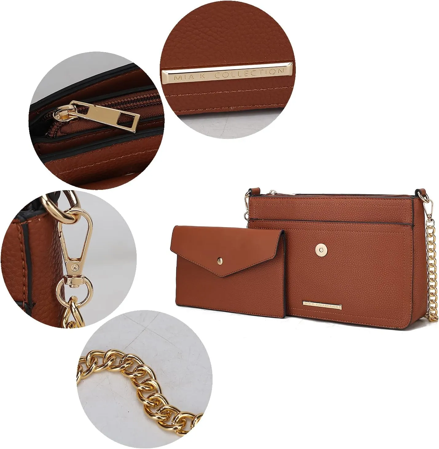 MKF Collection Crossbody Bag for Women, Envelope Clutch Pouch Vegan Leather Crossover Handbag Purse By Mia K