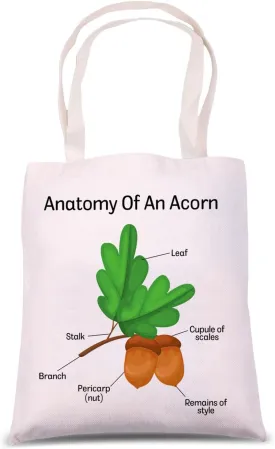 MNIGIU Acorn Anatomy Shoulder Bag Acorn Nut Lover Gift Acorn And Oak Leaf Tote Bag Acorn Theme Gift