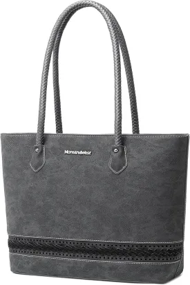 Montana West Woven Tote Bags for Women Medium Purses and Handbags with Concealed Carry Back Zipper Pocket
