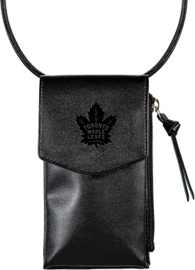 NHL Toronto Maple Leafs Cross Body Black Wallet with Strap, Officially Licensed Team Logo, Leather Crossbody Bags for Women Cell Phone Bag Wallet Purses