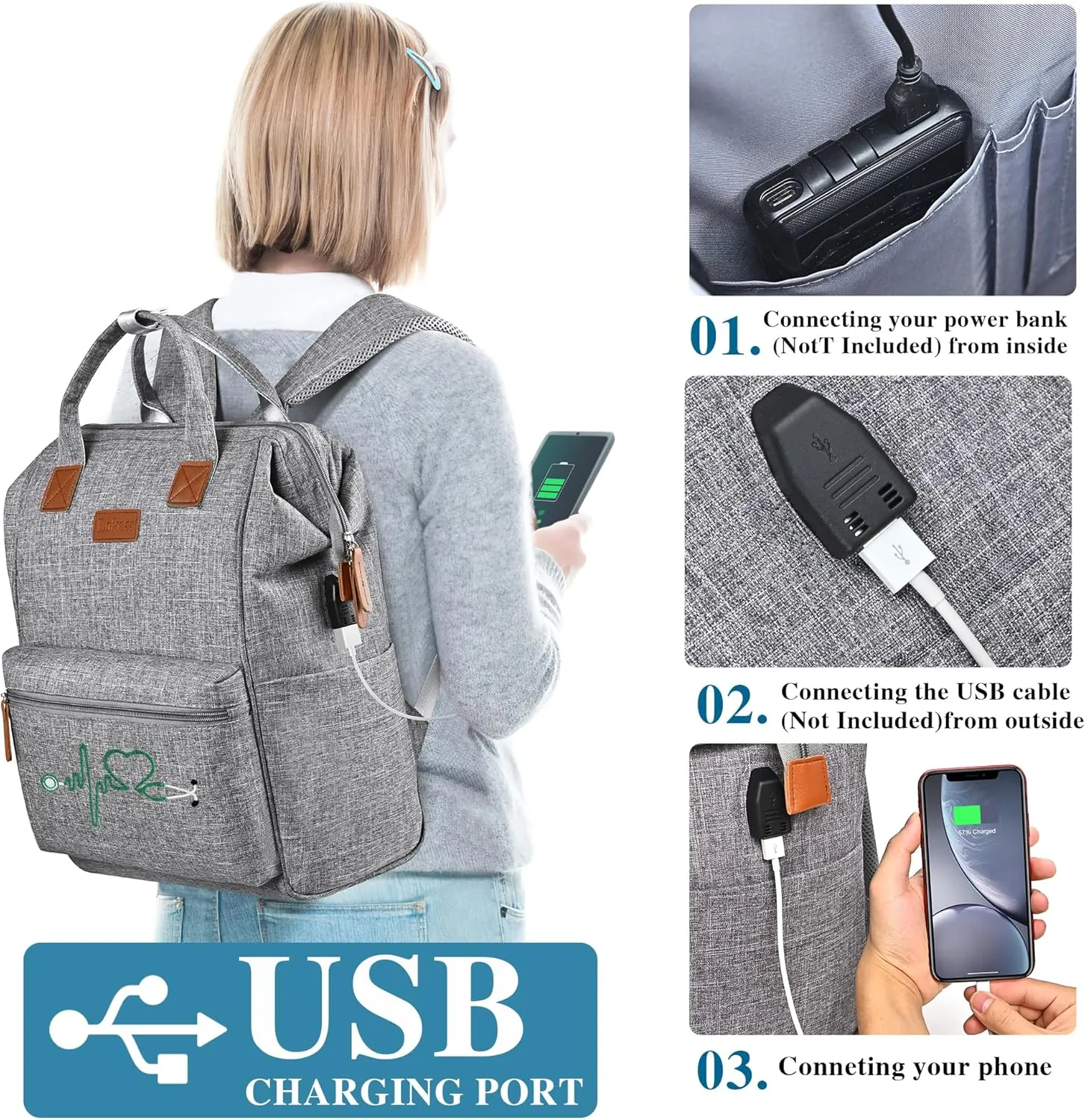 Nurse Backpack/15.6 Inch Laptop Backpack/Nursing Bag for Nurse Work/Home Health Medical Clinical Bag (Style 5)