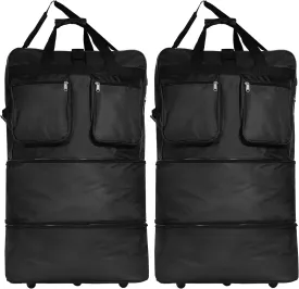 (Pack of 2) 36"" Duffle Bag Expandable Rolling Lightweight Wheeled Spinner Suitcase Luggage for Travel and Storage, Black, Wheelbag36