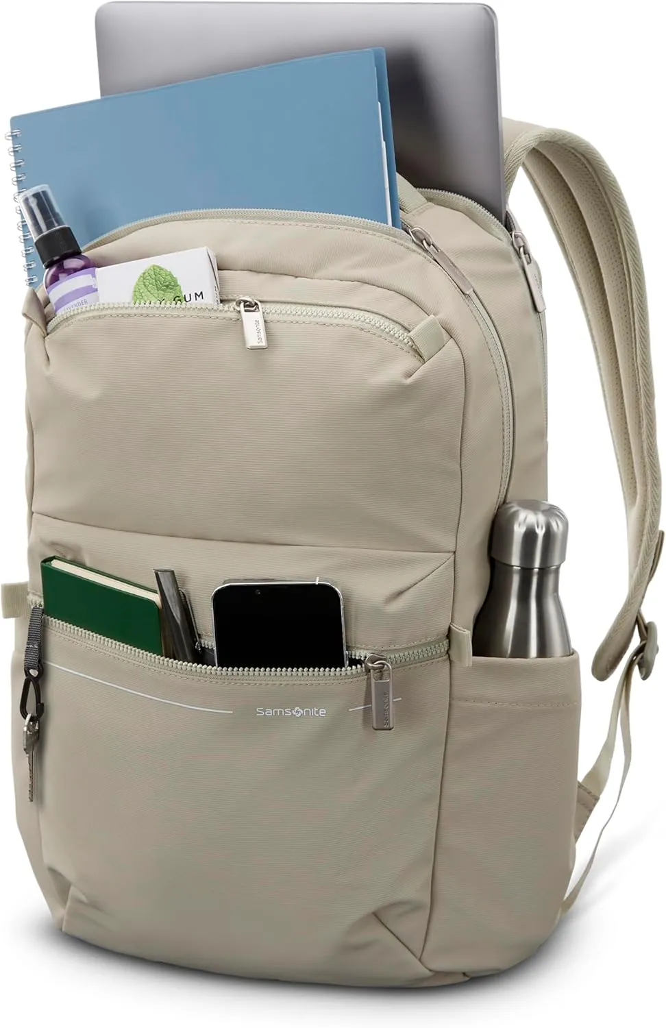 Samsonite Better Than Basic Backpack - Dedicated Laptop Compartment, Quick Stash Front Pockets and Lightweight Breathable Airmesh - Limestone Grey