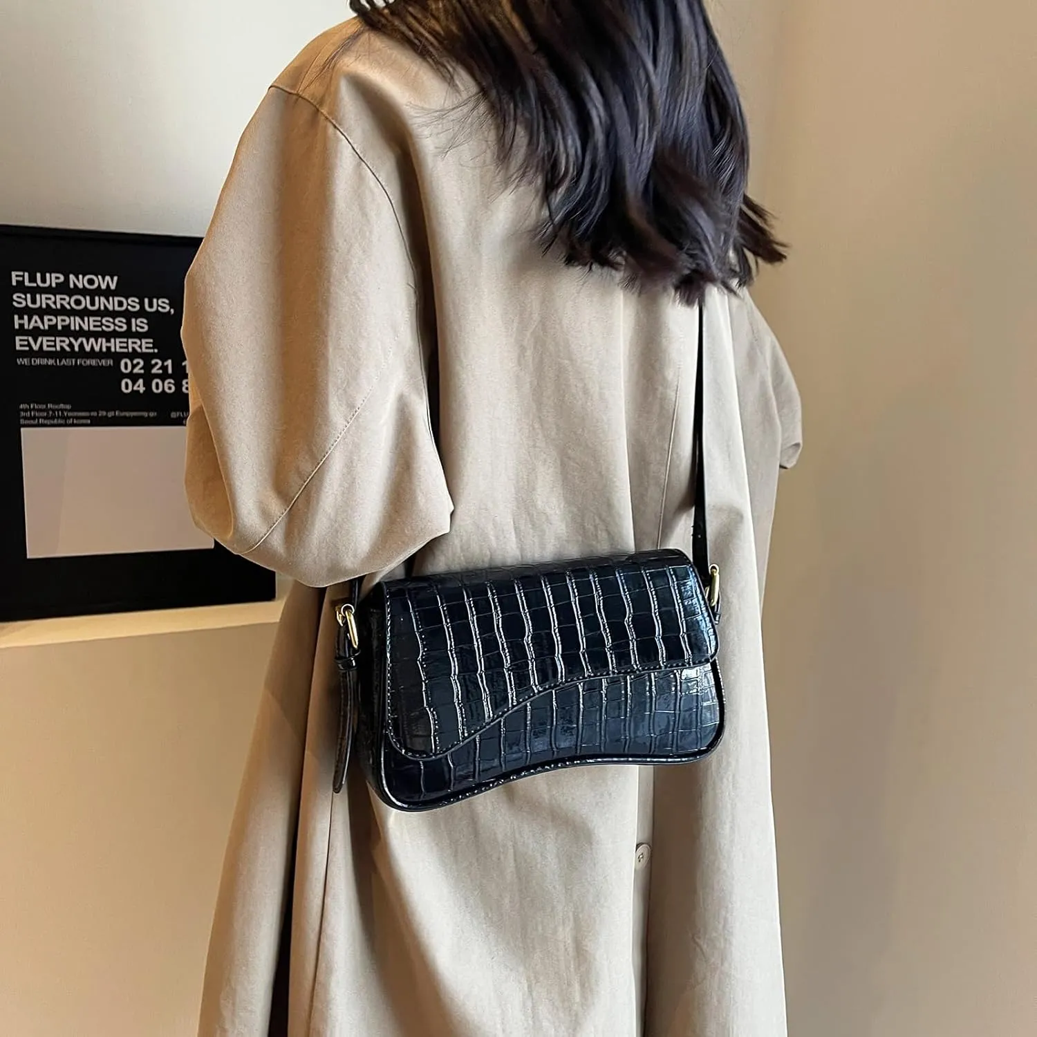 Shoulder Bag for women Y2K Crossbody Vegan Leather Purse Straps Retro Clutch Hobo Hadbags with 2 Removable