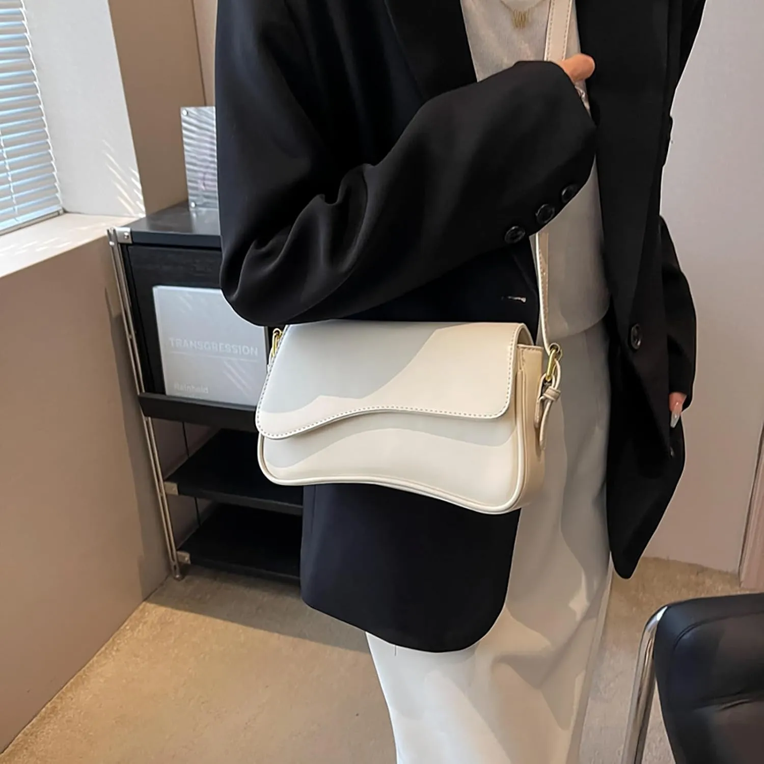 Shoulder Bag for women Y2K Crossbody Vegan Leather Purse Straps Retro Clutch Hobo Hadbags with 2 Removable