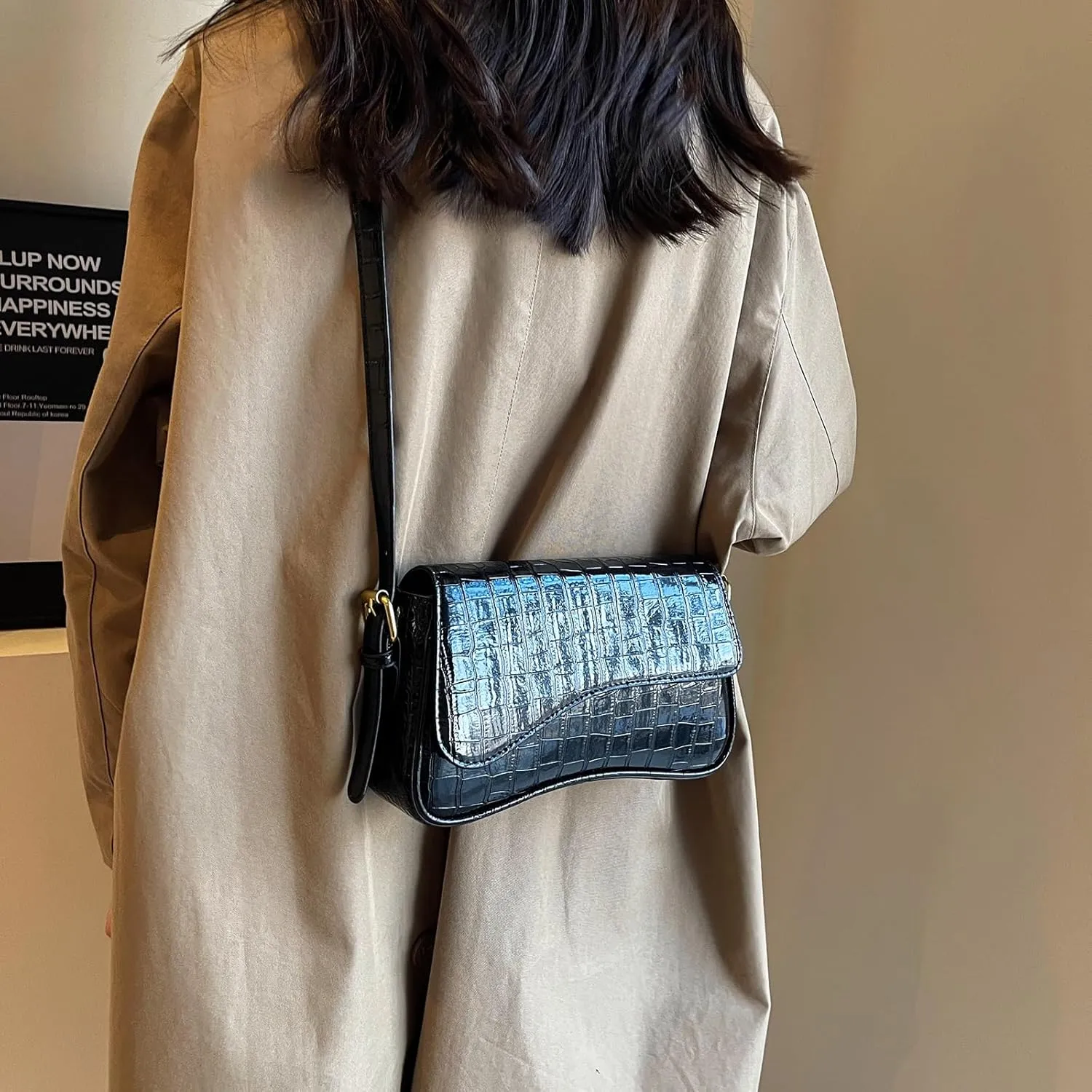 Shoulder Bag for women Y2K Crossbody Vegan Leather Purse Straps Retro Clutch Hobo Hadbags with 2 Removable