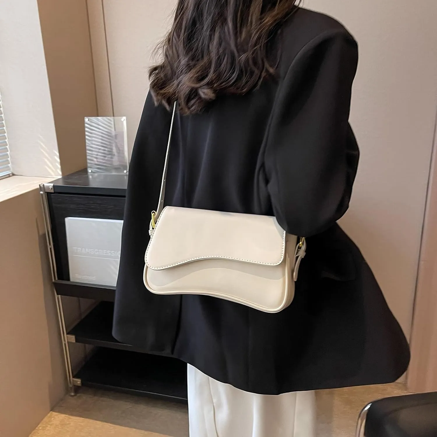 Shoulder Bag for women Y2K Crossbody Vegan Leather Purse Straps Retro Clutch Hobo Hadbags with 2 Removable