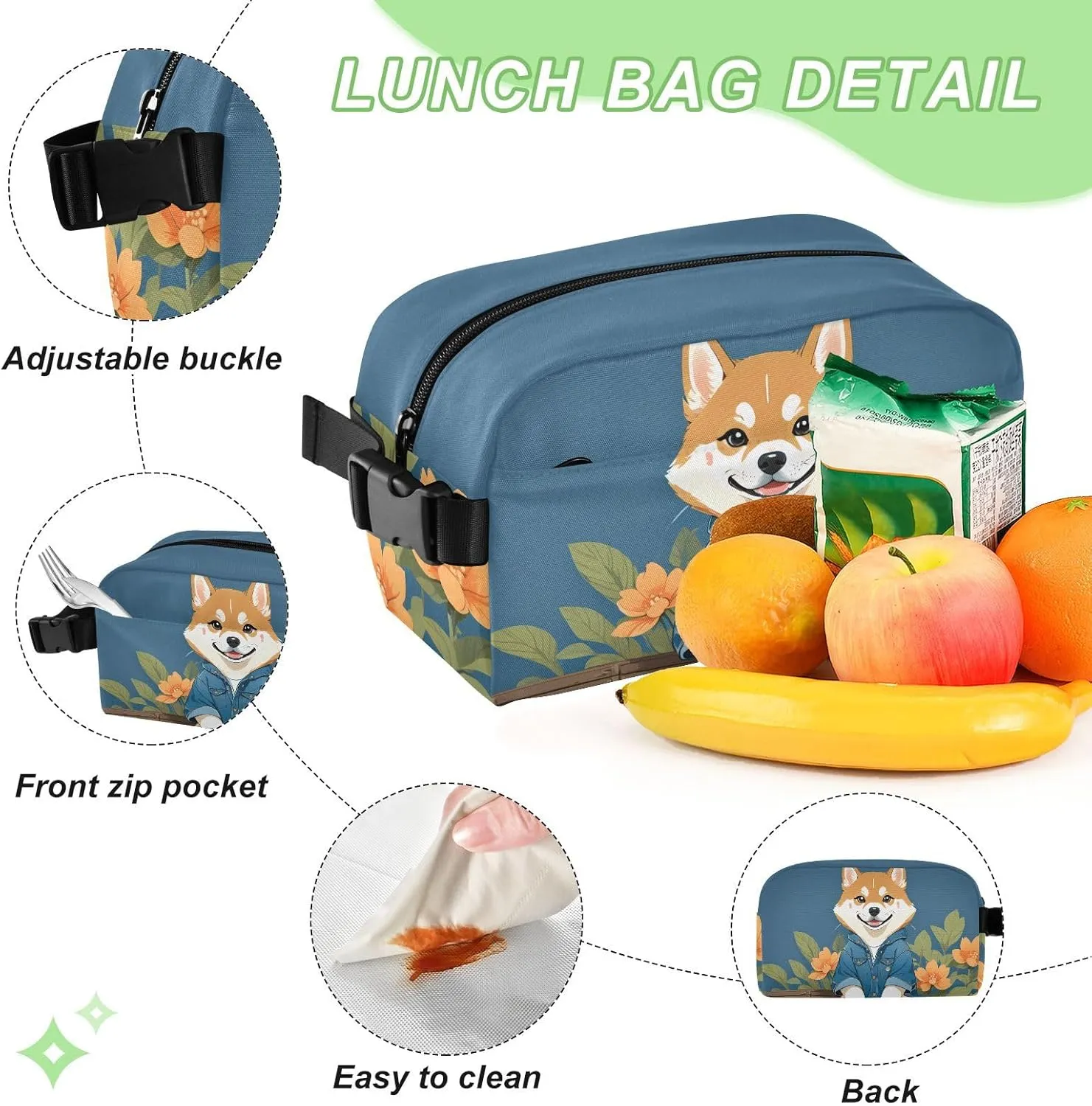 Small Lunch Cooler Bag For Work Outdoor Travel, Leakproof Small Cooler Bag, Mini Insulated Bag, Tiny Frozen Lunch Bag, Insulated Snack Pouch, Easy To Carry, Blue Dog