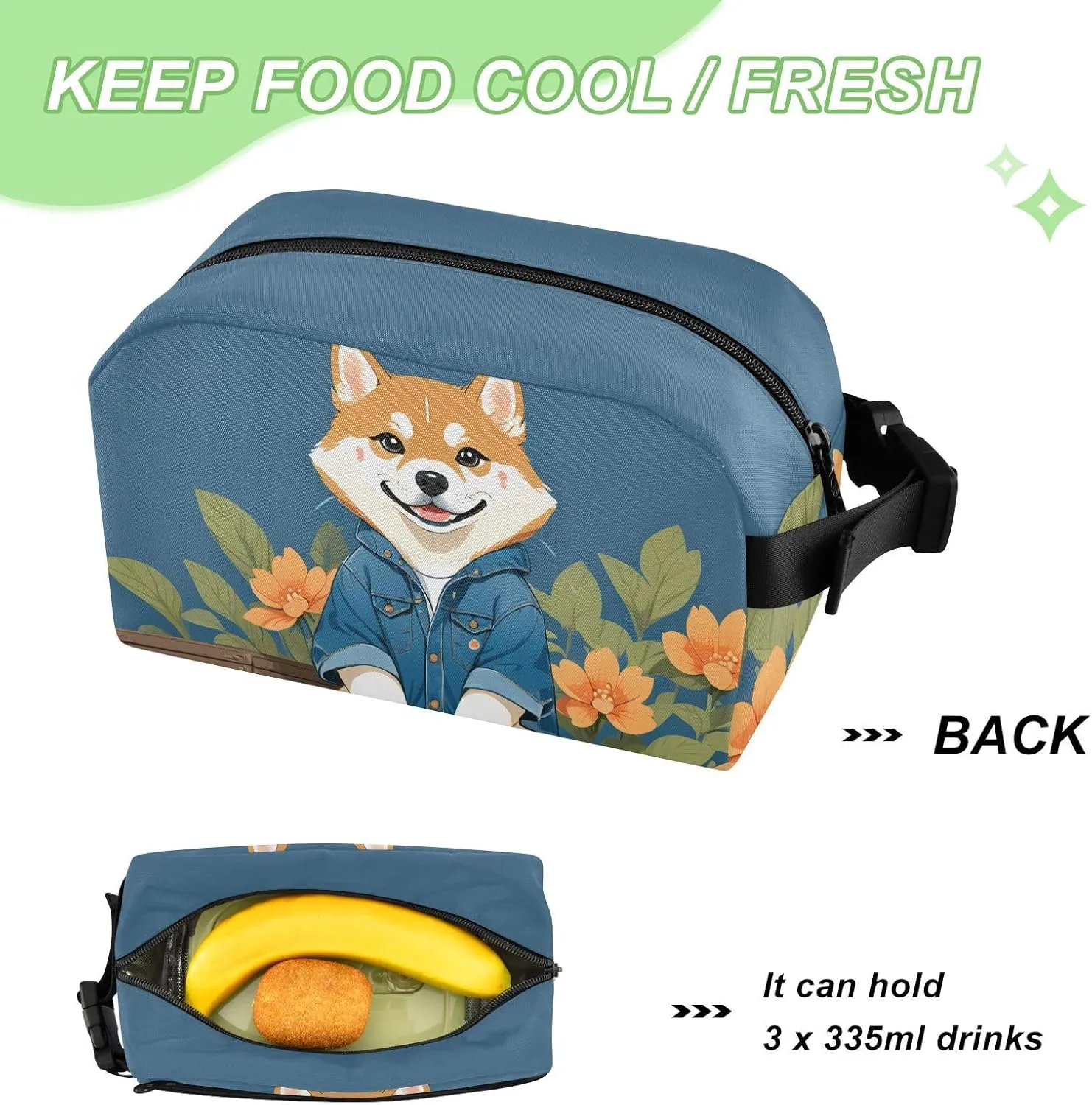 Small Lunch Cooler Bag For Work Outdoor Travel, Leakproof Small Cooler Bag, Mini Insulated Bag, Tiny Frozen Lunch Bag, Insulated Snack Pouch, Easy To Carry, Blue Dog