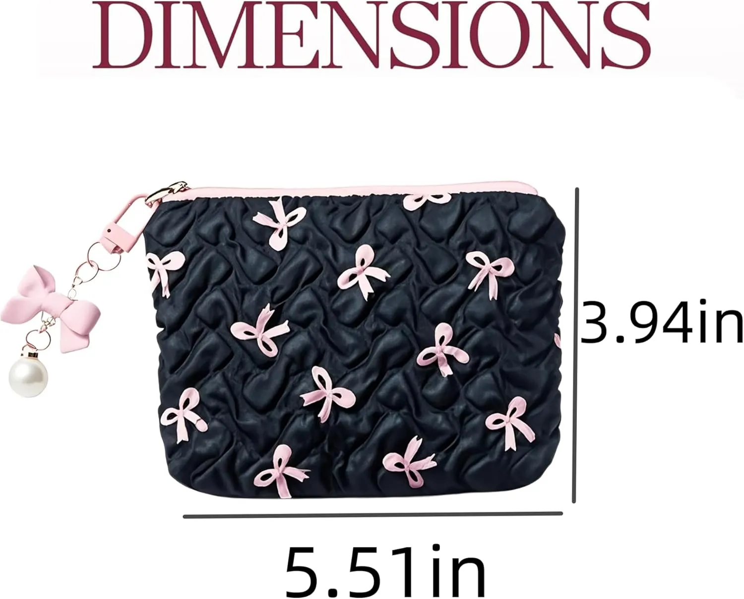 Small Makeup Bag for Purse Bow Makeup Pouch Cute Cosmetic Pouch for Women Portable Mini Cosmetic Bag Travel Mini Makeup Bag For Lipstick Keys Bank Cards