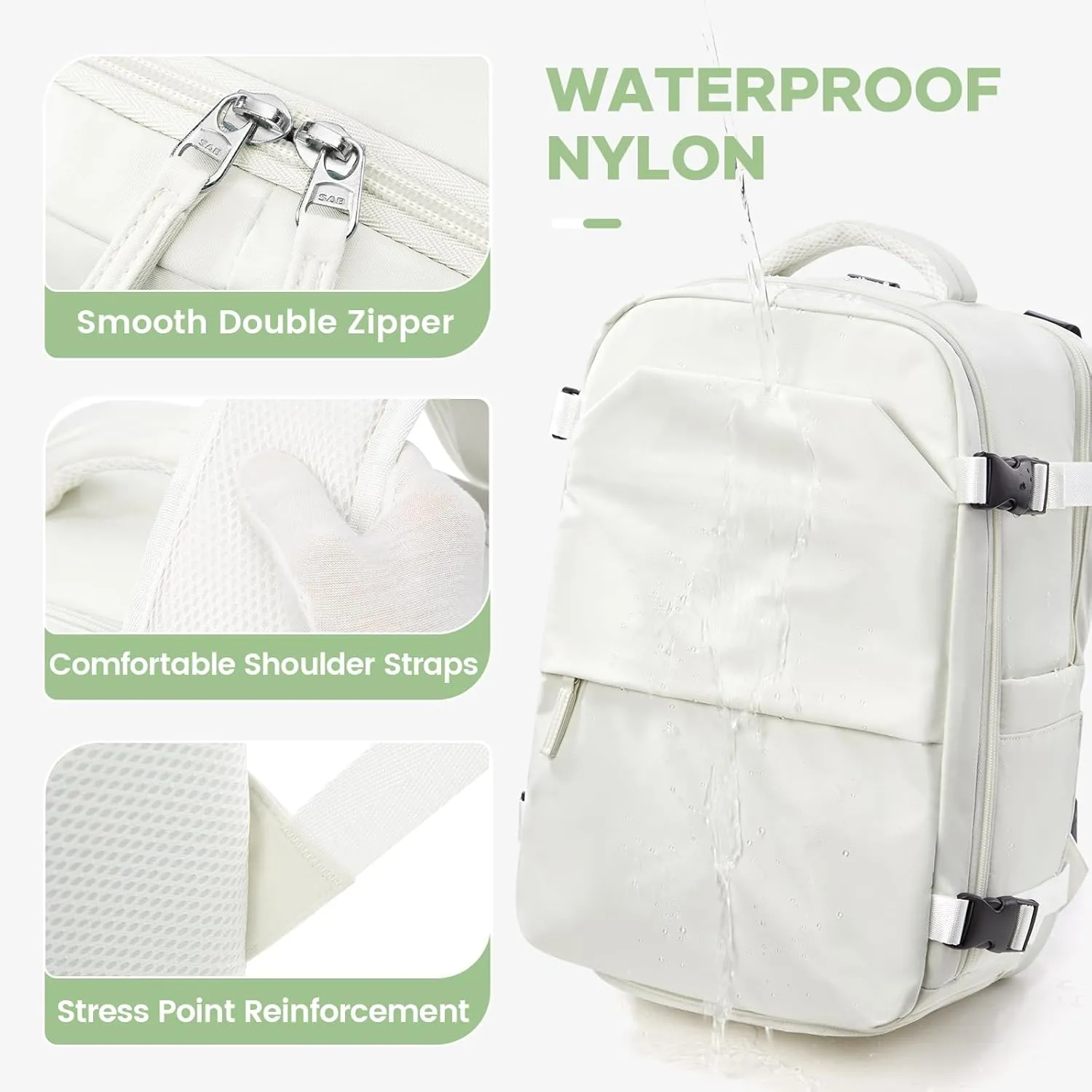 Small Travel Backpack 25L Carry on Backpack Airplane Approved Laptop Backpack Fits 14" Laptop with Shoe Compartment, Waterproof Casual Daypack Bag for Women Men Business Weekender, Beige
