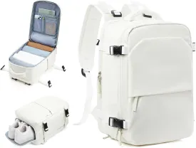 Small Travel Backpack 25L Carry on Backpack Airplane Approved Laptop Backpack Fits 14" Laptop with Shoe Compartment, Waterproof Casual Daypack Bag for Women Men Business Weekender, Beige