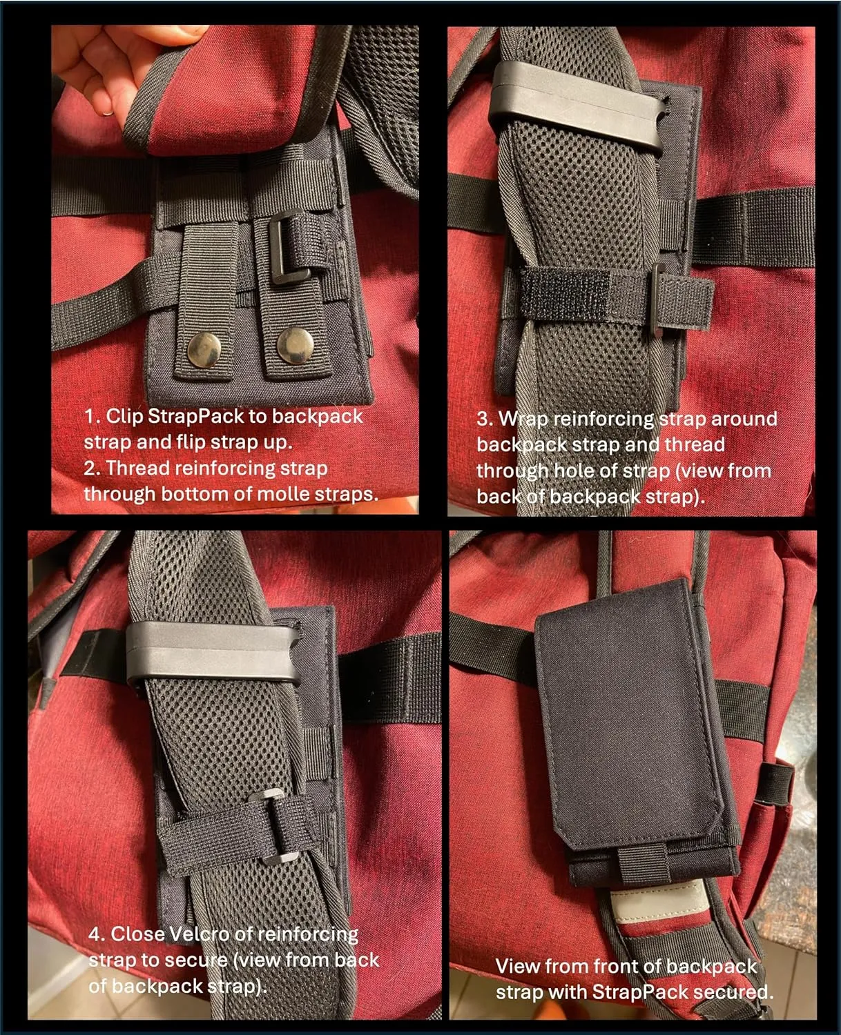 Smartphone Strap Pack - Backpack Shoulder Strap Pocket - Backpack Attachment for Hikers, Travelers, Students, and Commuters