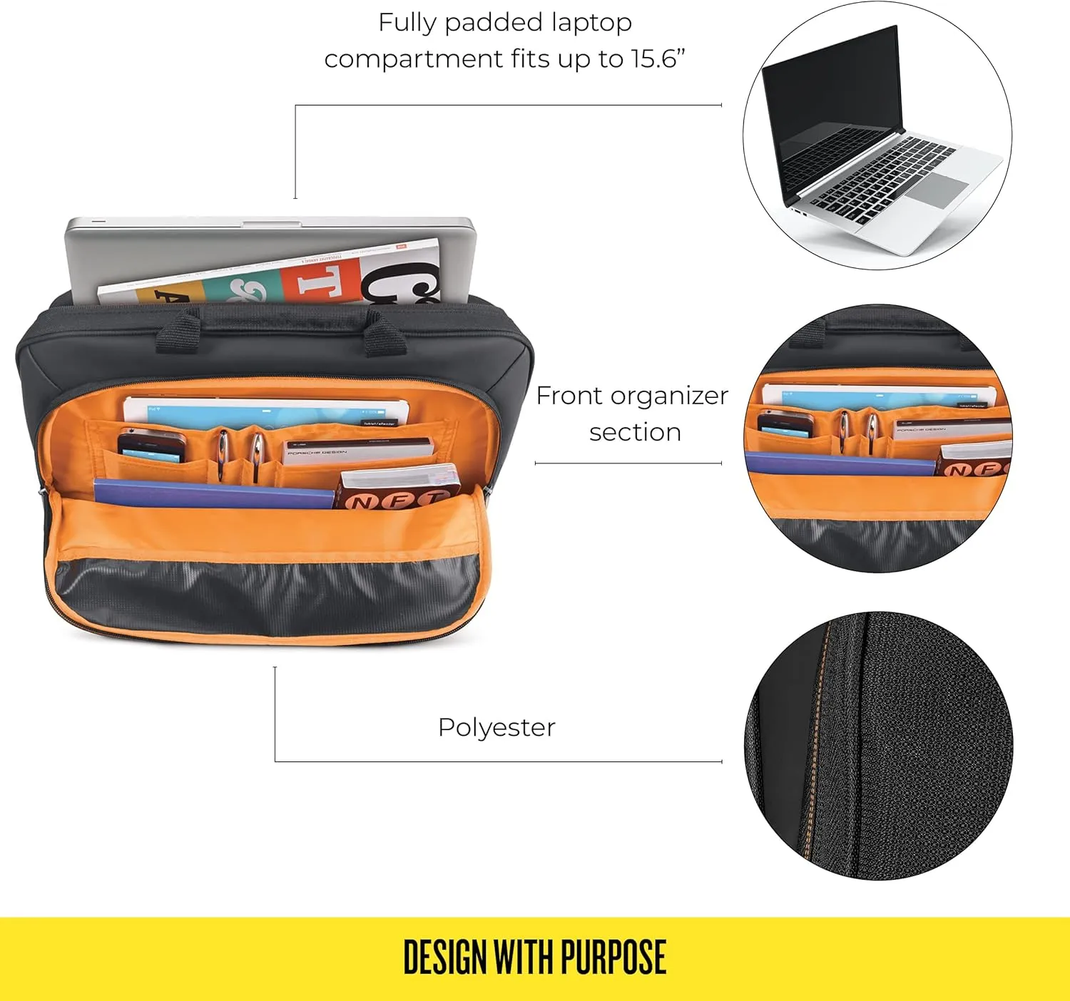 Solo New York Briefcase - Laptop Carrying Bag for Women & Men, Brief for Travel & Work, Adjustable Shoulder Strap - Ace Slim