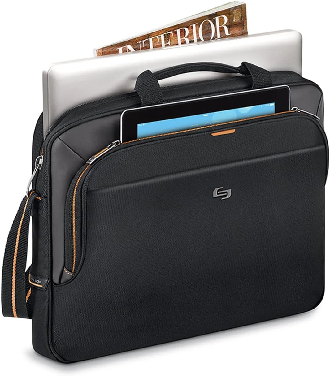 Solo New York Briefcase - Laptop Carrying Bag for Women & Men, Brief for Travel & Work, Adjustable Shoulder Strap - Ace Slim