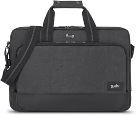 Solo New York Briefcase - Laptop Carrying Bag for Women & Men, Brief for Travel & Work, Front Zippered Section, Adjustable Shoulder Strap, Fits 15.6" Computer - Astor Slim, Gray
