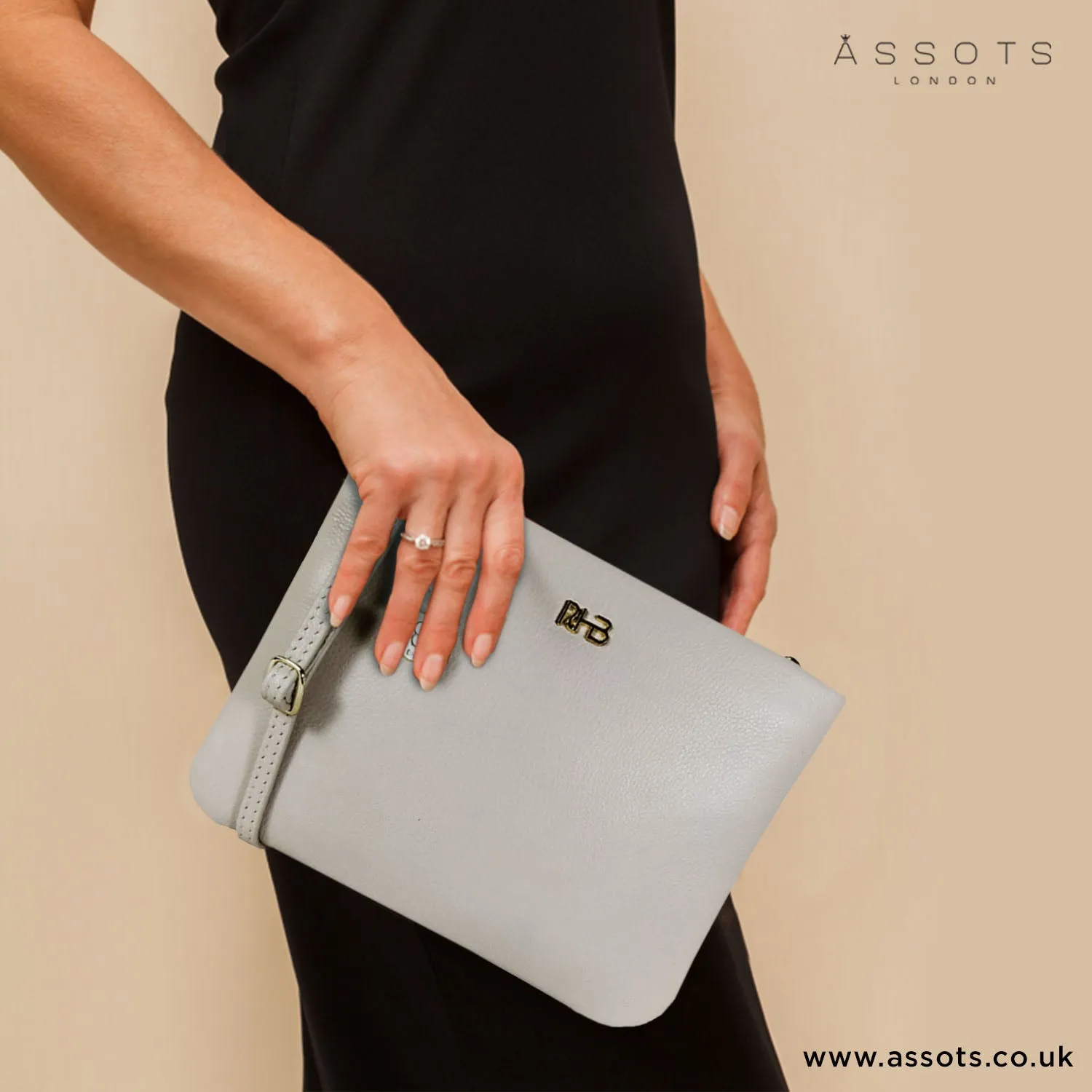 'SOPHIA' Shell Nude Pebble Grain Zip Top Leather Crossbody Bag