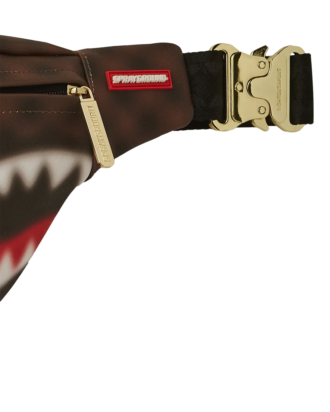 Sprayground Sharks in Paris Blur Effect Savvy Crossbody Bag - Brown / Red