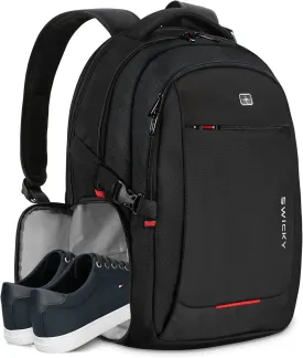 star cloud 18" Business Travel Laptop Backpack with USB Charging Port, Anti-Theft Dual Access Zippers, and Dedicated Shoe Compartment - Water-Resistant Sport Gym Backpack for College&Hiking&Camping