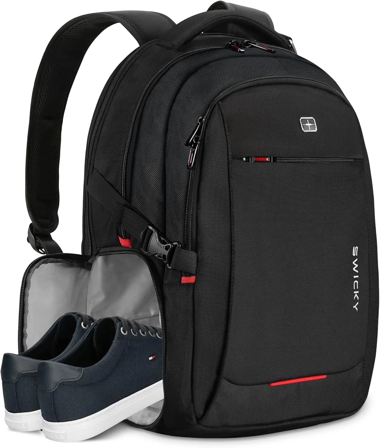 star cloud 18" Business Travel Laptop Backpack with USB Charging Port, Anti-Theft Dual Access Zippers, and Dedicated Shoe Compartment - Water-Resistant Sport Gym Backpack for College&Hiking&Camping