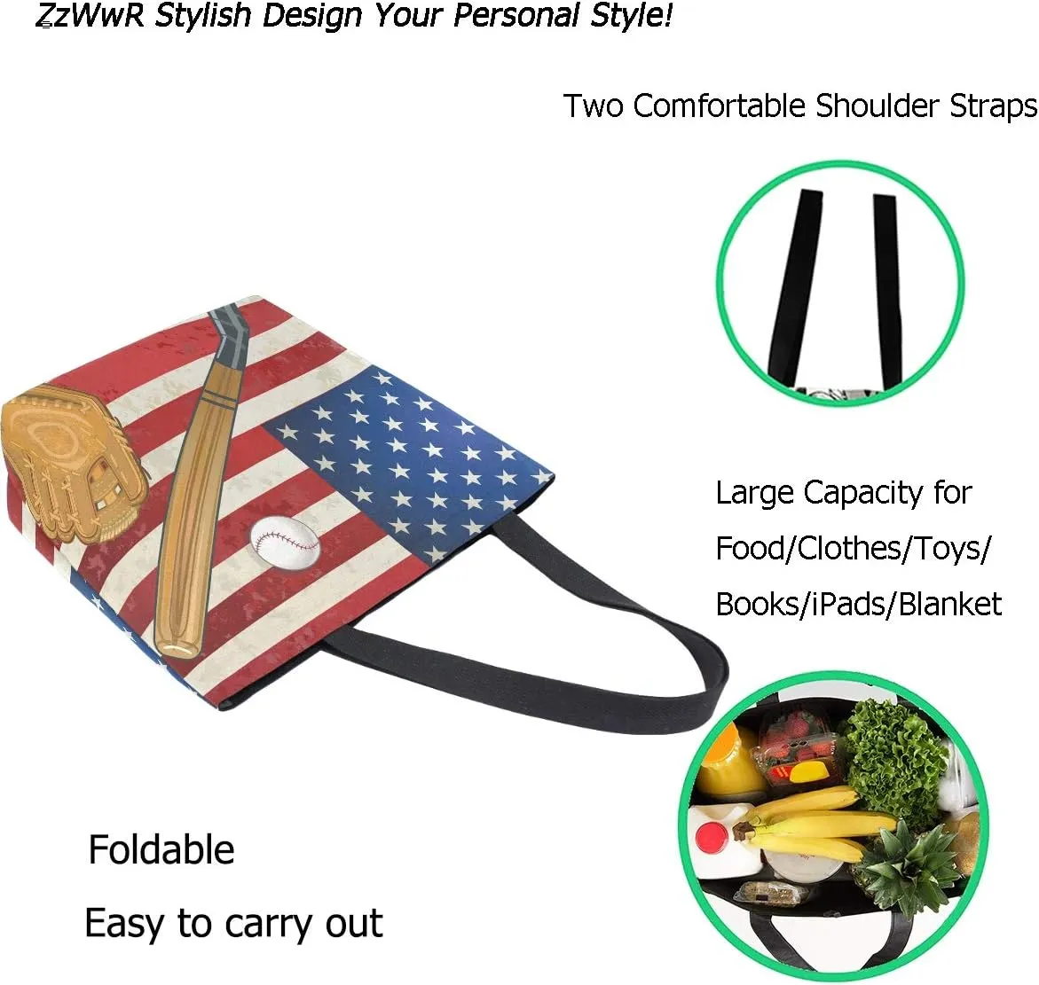 Stylish Print Extra Large Shoulder Tote Bag for Beach Travel Weekender Gym Grocery Shopping