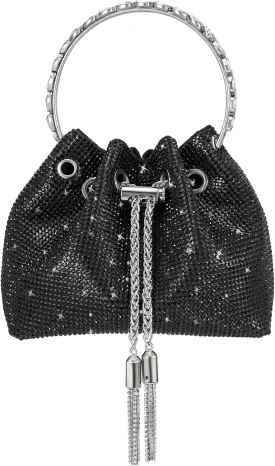 SWEETV Women's Rhinestone Bucket Bag Sparkly Sequin Evening Handbag Purse for Formal/Wedding/Cocktail/Prom/Party/Club