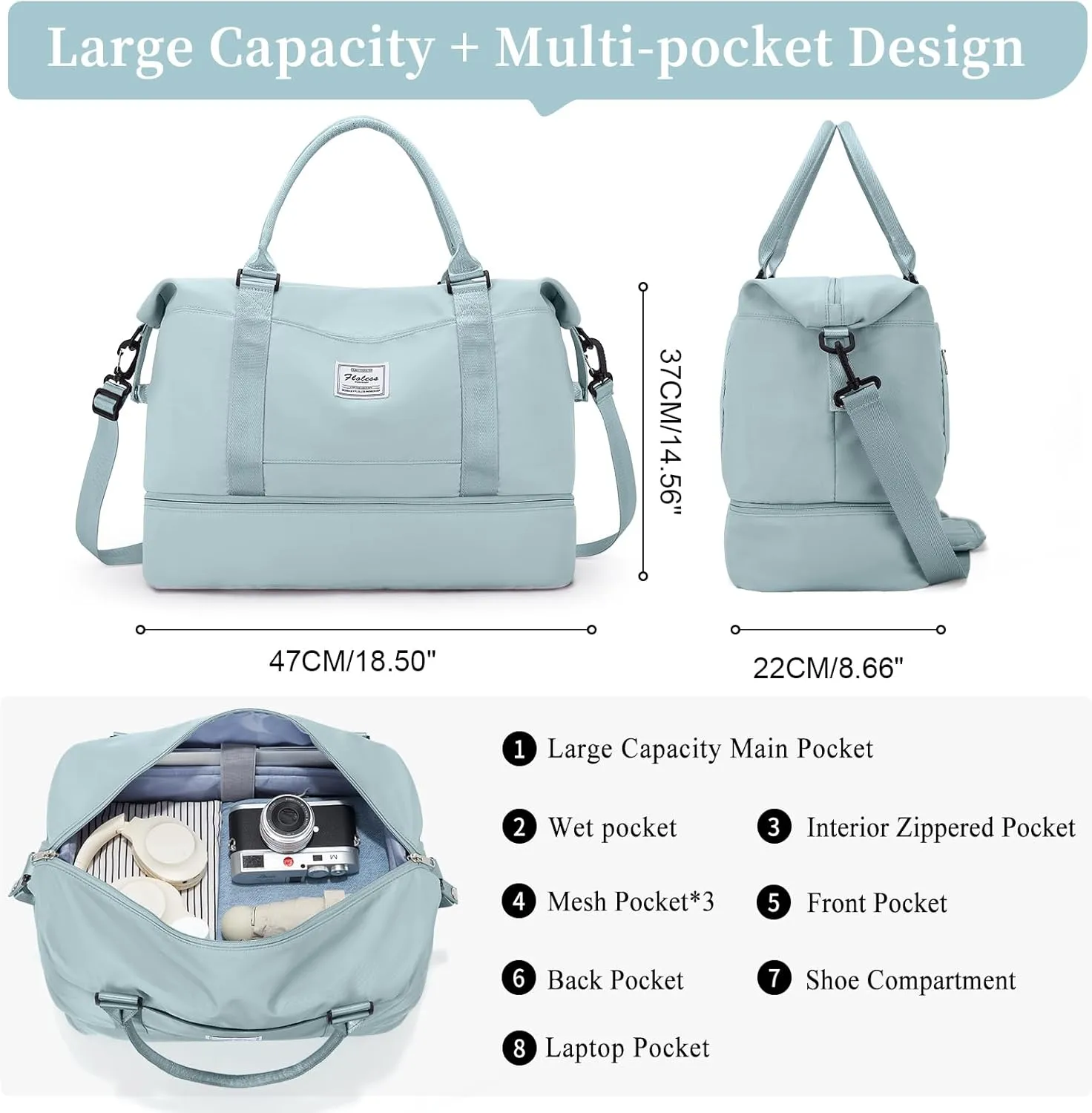 SYCNB Weekender Bags for Women,Personal Item Travel Bag with Shoes Compartment,Overnight Travel Duffel Bag,Gym Bag