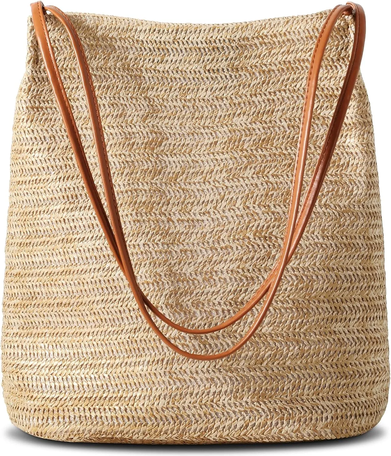 Tavaleu Straw Beach Bags for Women, Tote Handbag Shoulder Bag for Women, Beach Straw Purse Buckets Summer Fashion Hobo Bags