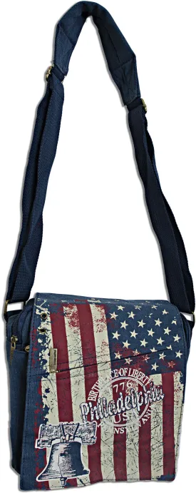 TBPH25 Robin Ruth Messenger Bag - MEDIUM - USA Flag Philadelphia