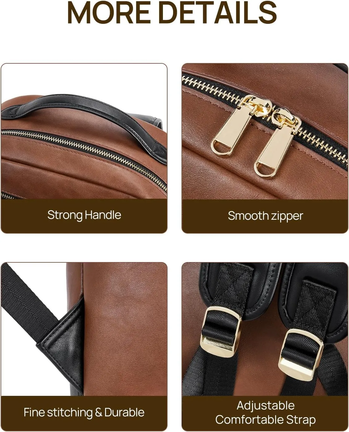 Telena Leather Laptop Backpack Women Men 15 inch Computer Bag Vintage Work Business for Teacher Nurse Black Brown