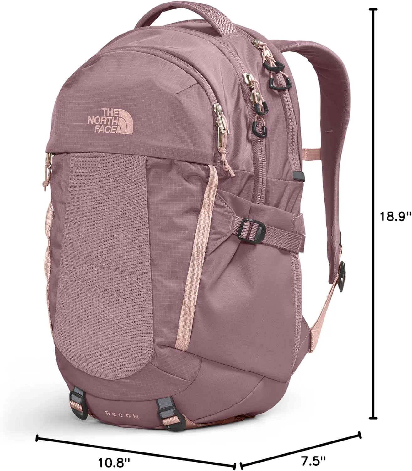 THE NORTH FACE Women's Recon Everyday Laptop Backpack, Fawn Grey/Pink Moss, One Size