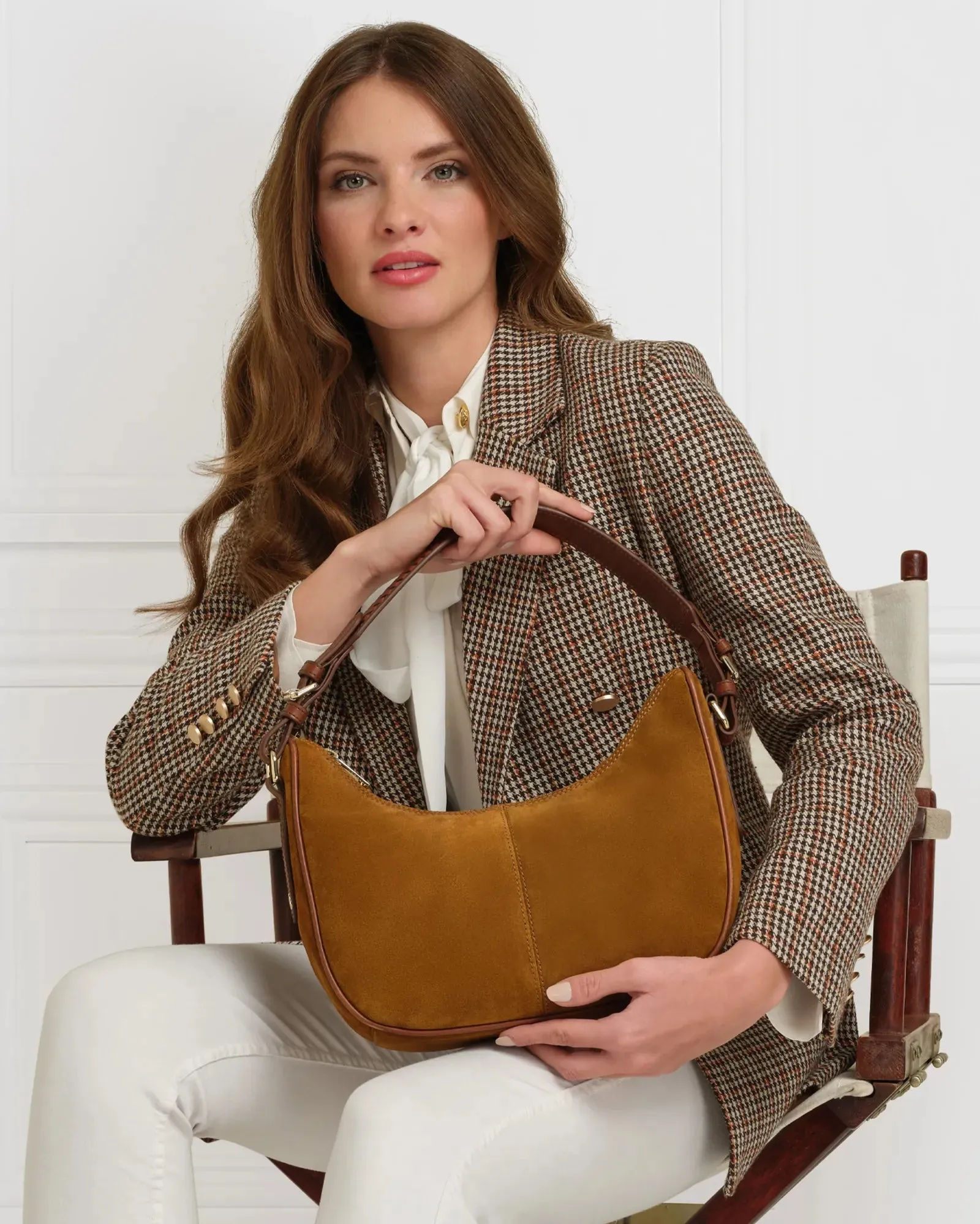The Tetbury Crescent Bag - Tan Suede
