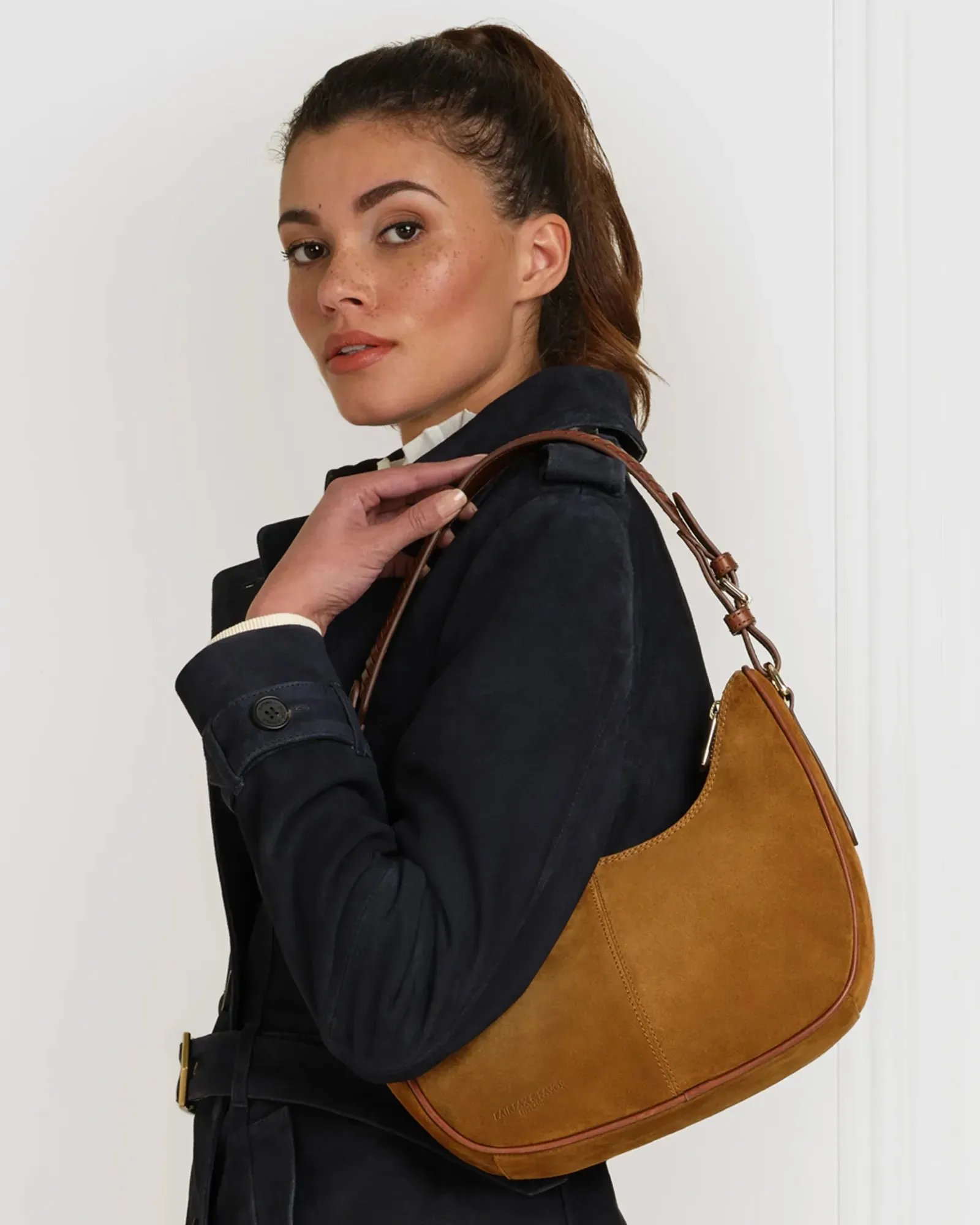 The Tetbury Crescent Bag - Tan Suede