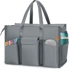Tote Bag for Women Utility Travel Tote Bags With 8 Exterior & 7 Interior Pockets Zip Top Tote for Teacher Work