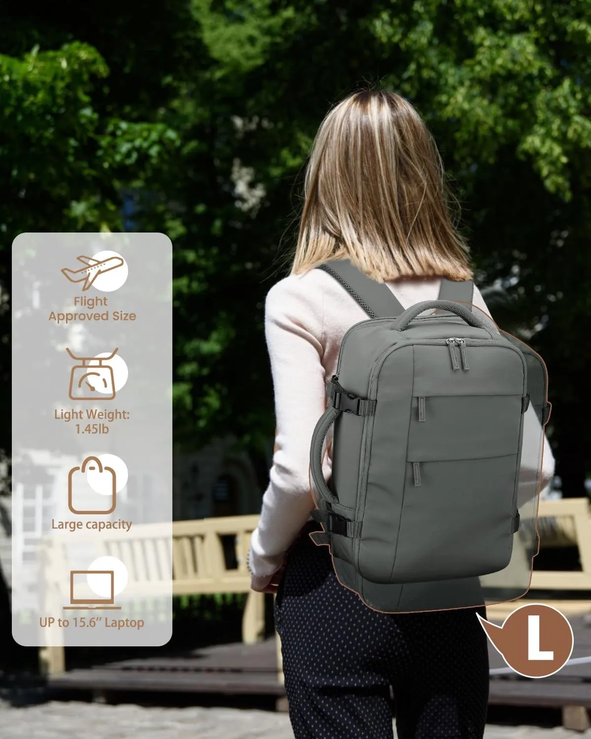 Travel Backpack for Women Man, Waterproof Personal Item Travel Bag Airline Approved Laptop Backpack Weekender bags Bookbag for Business,Travel, Work Fits 15.6 inch Laptop(Medium,Green)