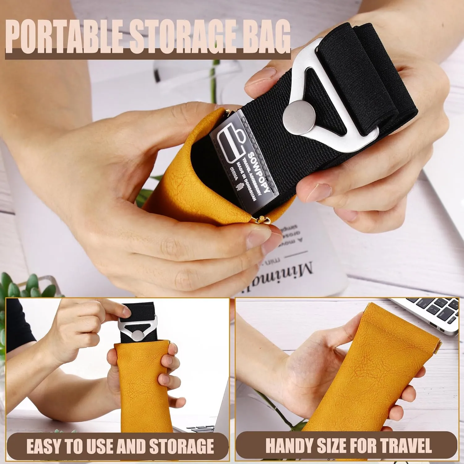 Travel Belt for Luggage, Add a Bag Luggage Straps Suitcase Travel Belt Over Handle for Carry On Bag, Adjustable 2-in-1 Elastic Luggage Belt Bag Bungee Travel Essential Accessories